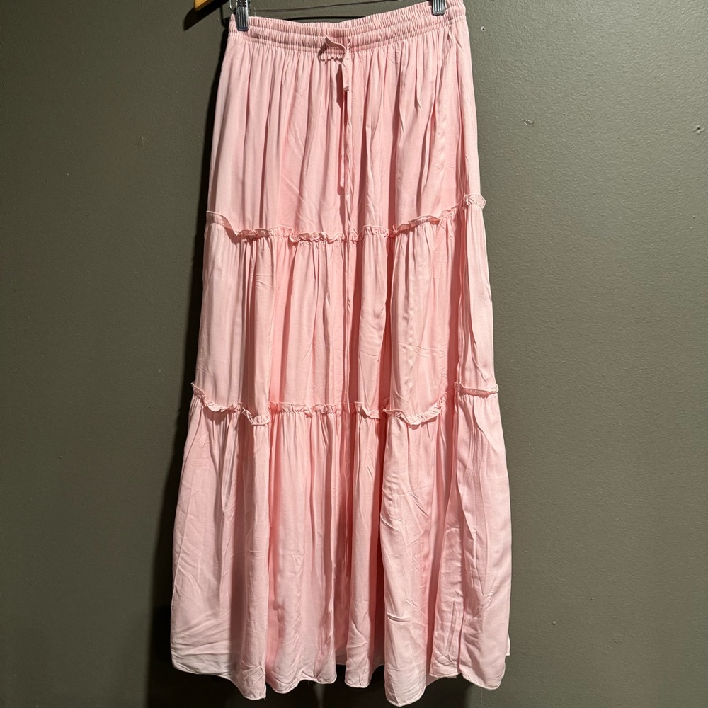 Nashalyly Tiered Drawstring Boho Peasant Maxi or Midi Skirt Size Medium